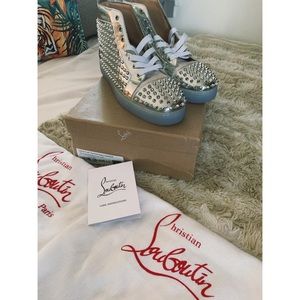 Christian Louboutin Silver Louis Flat Spikes